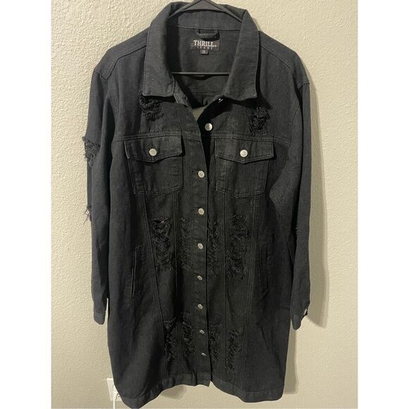 ❤️Thrill Black Denim Jacket 2X - Picture 1 of 7